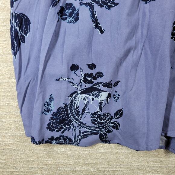 Soft Surroundings Tranquil Blooms Kimono Shirt XL Blue Floral Velvet Burnout New - Picture 14 of 14